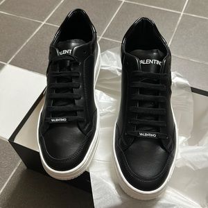 Valentino sneakers, NWT in package, size 10 (43 in Italy), Genuine black leather